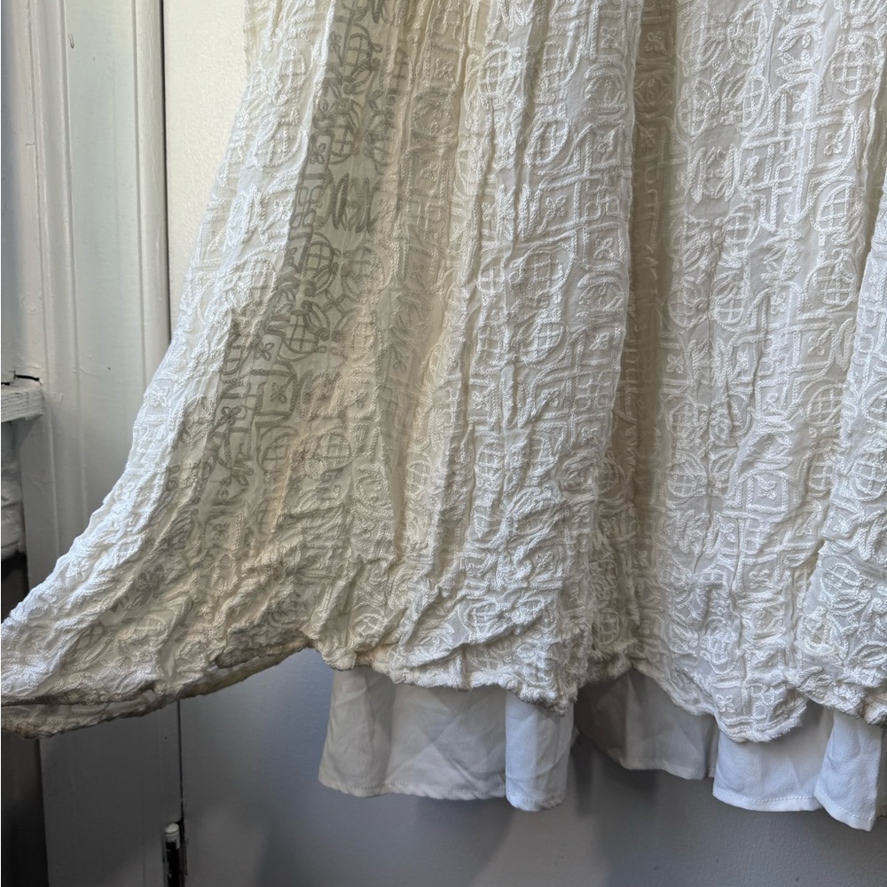 BHLDN Korovilas Gown Dress ivory Metallic Embroidered Beaded Swing Size S - Picture 7 of 15